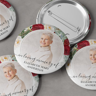 Badge Rond 5 Cm Funérailles En Mémoire Amoureuse Roses Rouges Ph