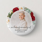 Badge Rond 5 Cm Funérailles En Mémoire Amoureuse Roses Rouges Phot (Devant)