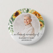 Badge Rond 5 Cm Funérailles En Mémoire Amoureuse Tournesol Photo F (Devant)