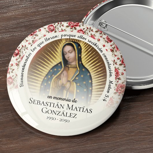 Badge Rond 5 Cm Funérailles espagnoles Virgen de Guadalupe