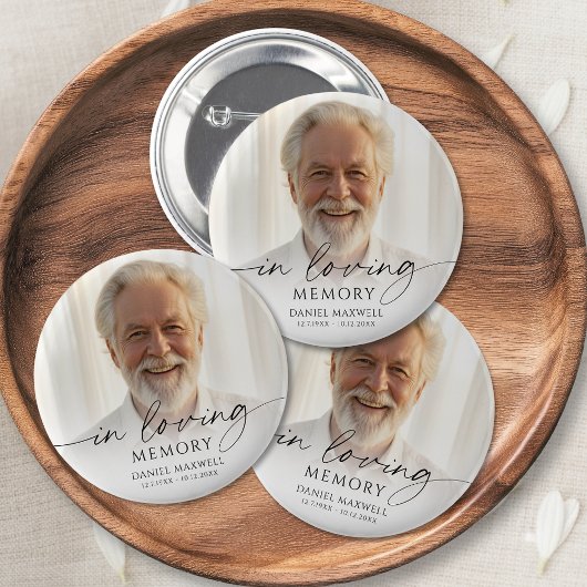Badge Rond 5 Cm Funeral In Loving Memory Photo Memorial