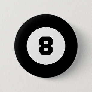 Badge Rond 5 Cm Funky 8 Ball Magic Huit Ball Billard Pool Noir