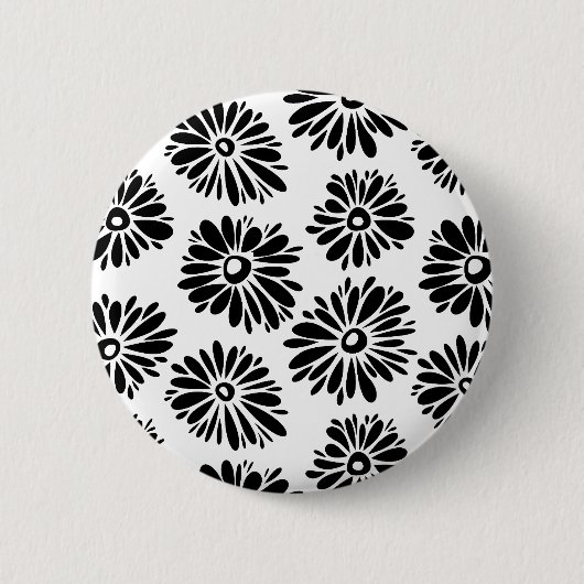 Badge Rond 5 Cm Funky Black et blanc floral (Devant)