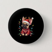 Badge Rond 5 Cm Funky French Bulldog Christmas Light Santa Hat Rei (Devant)