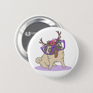 Badge Rond 5 Cm Funky Hipster Boho Floral Hippie Carlin en lunette
