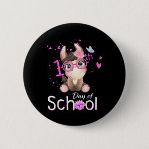 Badge Rond 5 Cm Funny 100 Jours D'École Chemise Cheval 100E Jour D