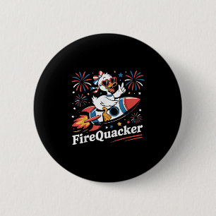 Badge Rond 5 Cm Funny 4 juillet chemise Firequacker Goose Indépend