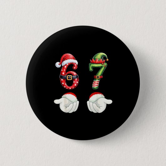 Badge Rond 5 Cm Funny 67 Christmas Pajamas Six Seven Meme 6 7 Elf (Devant)