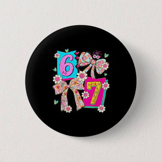 Badge Rond 5 Cm Funny 67 Coquette Bow Design For Girly Aesthetic L (Devant)