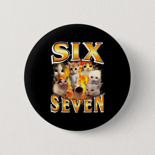 Badge Rond 5 Cm Funny 67 Meme Six Seven Cat Meme Funny Bootleg Gra (Devant)