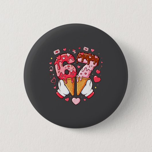 Badge Rond 5 Cm Funny 67 Meme Six Seven Ice Cream Matching Couples (Devant)