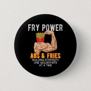 Badge Rond 5 Cm Funny Abs Exercice Fries Français Muscle Building 
