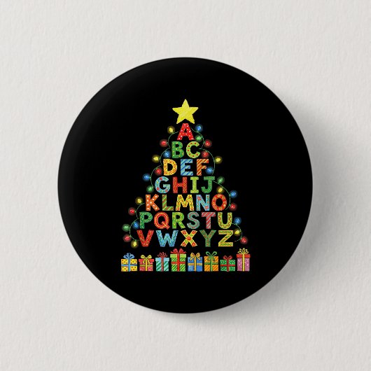 Badge Rond 5 Cm Funny Alphabet Christmas Tree Graphic Abc A-z Teac (Devant)