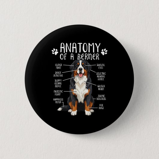 Badge Rond 5 Cm Funny Anatomy Bernese Mountain Dog Cute Berner Lov (Devant)