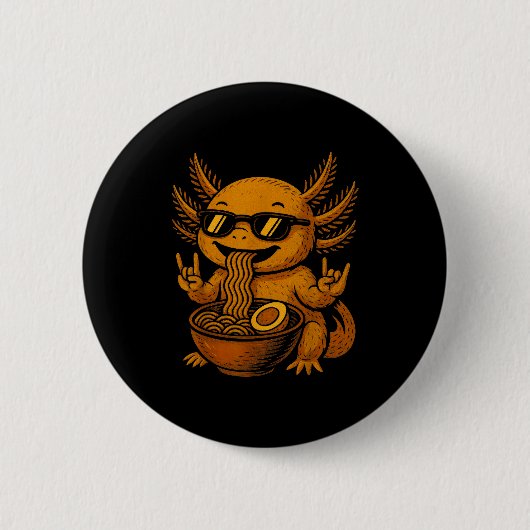 Badge Rond 5 Cm Funny Anime Kawaii Axolotl Eating Ramen Graphic Te (Devant)