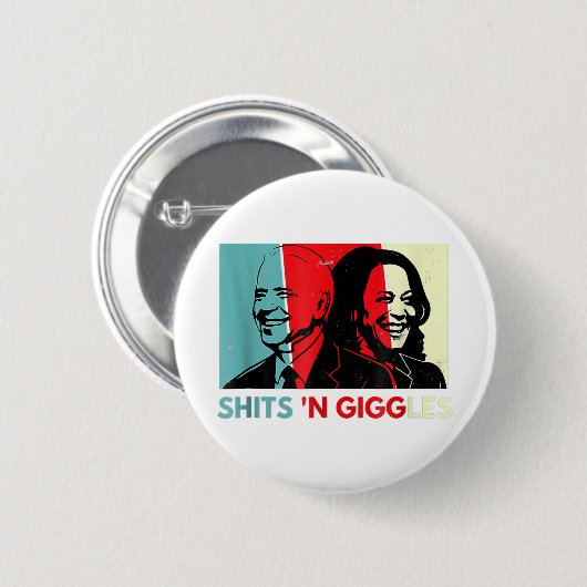 Badge Rond 5 Cm Funny Anti Biden Harris Shits'n Giggles Politique (Devant & derrière)