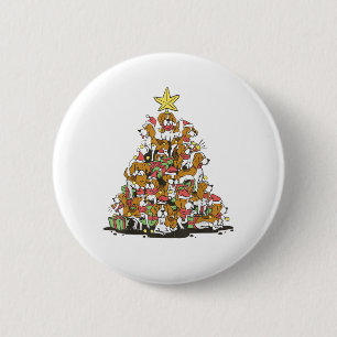 Badge Rond 5 Cm Funny arbre de Noël beagle pour amoureux de les ch