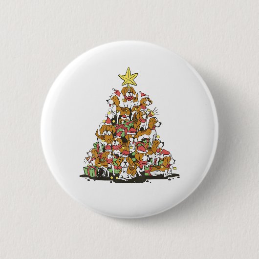 Badge Rond 5 Cm Funny arbre de Noël beagle pour amoureux de les ch (Devant)