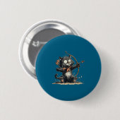 Badge Rond 5 Cm Funny Archer Cat With Bow And Arrow Graphic Costum (Devant & derrière)