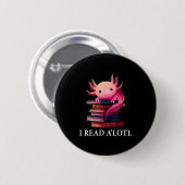 Badge Rond 5 Cm Funny Axolotl Book Lover Librarian Reading Library (Devant & derrière)
