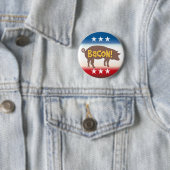 Badge Rond 5 Cm Funny Bacon Campaign (En situation)
