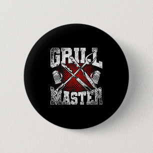 Badge Rond 5 Cm Funny Bbq Steak Grill Master Fumé Viande Griller
