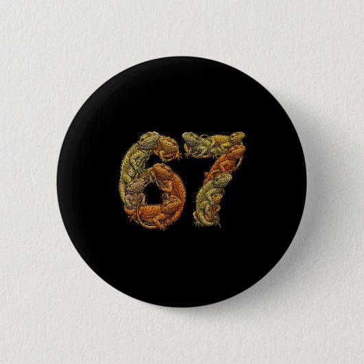 Badge Rond 5 Cm Funny Bearded Dragon 6 7 Meme Six Seven Beardzilla (Devant)