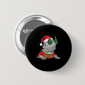 Badge Rond 5 Cm Funny Bearded Dragon Santa Hat Christmas (Devant & derrière)