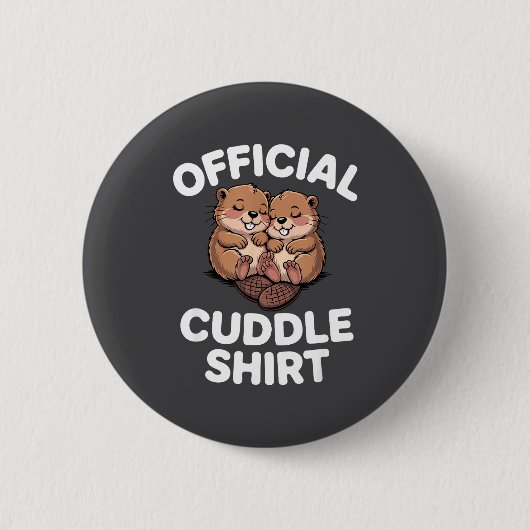 Badge Rond 5 Cm Funny Beavers Hugging Cuddle  (Devant)
