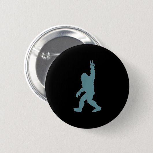Badge Rond 5 Cm Funny Bigfoot Sasquatch Peace Sign Big Foot Squatc (Devant & derrière)