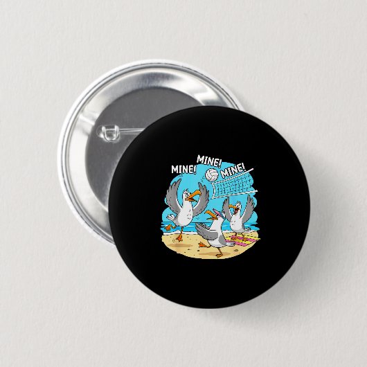 Badge Rond 5 Cm Funny Bird Playing Volleyball Mine Game Day Vibes (Devant & derrière)