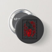 Badge Rond 5 Cm Funny Black Bird F-caw-f Anti Valentines Day Singl (Devant & derrière)