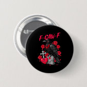 Badge Rond 5 Cm Funny Black Bird F-caw-f Anti Valentines Day Singl (Devant & derrière)