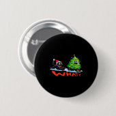 Badge Rond 5 Cm Funny Black Cat Chasing Christmas Tree Over Cat Wh (Devant & derrière)