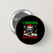 Badge Rond 5 Cm Funny Black Cat Christmas I Survived 67 Days Of Sc (Devant & derrière)