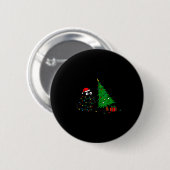 Badge Rond 5 Cm Funny Black Cat Pushing 67 Christmas Tree Over Cat (Devant & derrière)