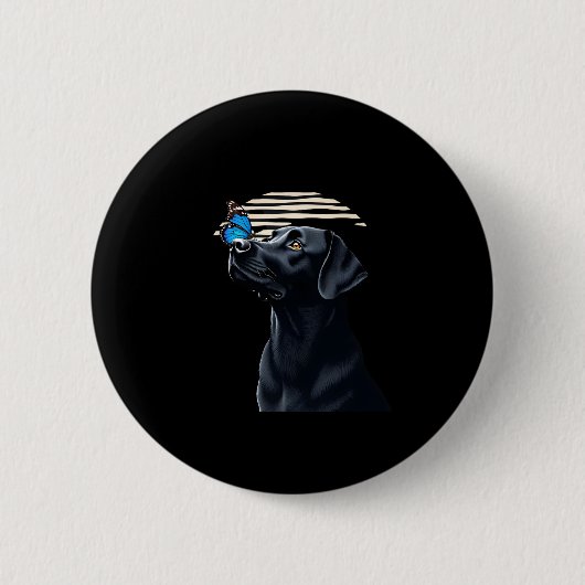 Badge Rond 5 Cm Funny Black Labrador Retriever Lab Chien Propriéta (Devant)