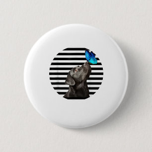 Badge Rond 5 Cm Funny Black Labrador Retriever Lab Chien Propriéta