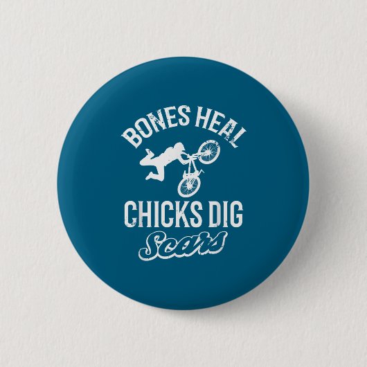 Badge Rond 5 Cm Funny Bones Heal Chicks Dig S Bmx Biking (Devant)