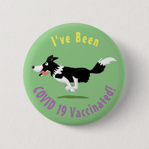 Badge Rond 5 Cm Funny Border Collie chien en course dessin animé