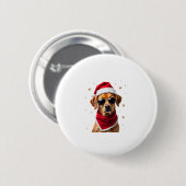 Badge Rond 5 Cm Funny Boxer Dog Christmas Lights Xmas Outfit Pajam (Devant & derrière)