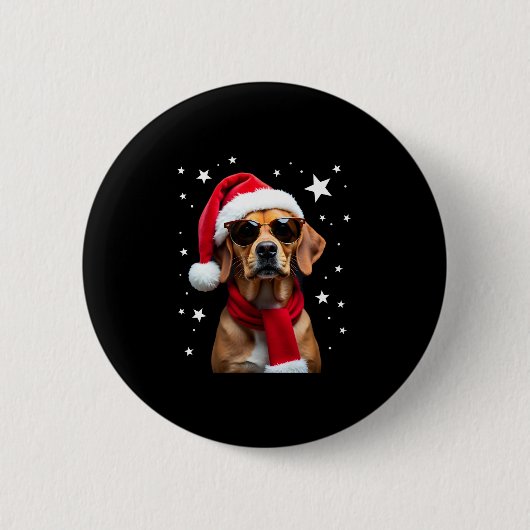 Badge Rond 5 Cm Funny Boxer Dog Christmas Lights Xmas Outfit Pajam (Devant)