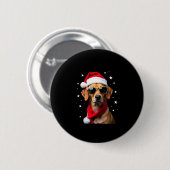 Badge Rond 5 Cm Funny Boxer Dog Christmas Lights Xmas Outfit Pajam (Devant & derrière)