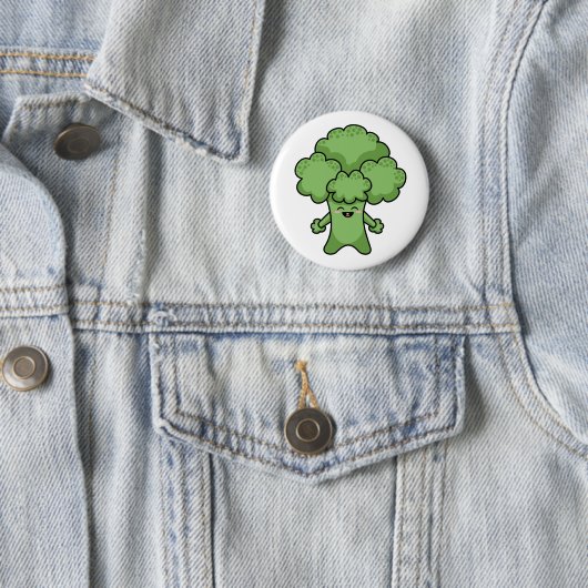 Badge Rond 5 Cm Funny Brocoli vert (En situation)