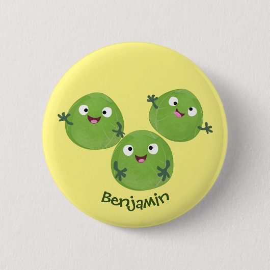 Badge Rond 5 Cm Funny Brussels sprouts légumes caricature (Devant)