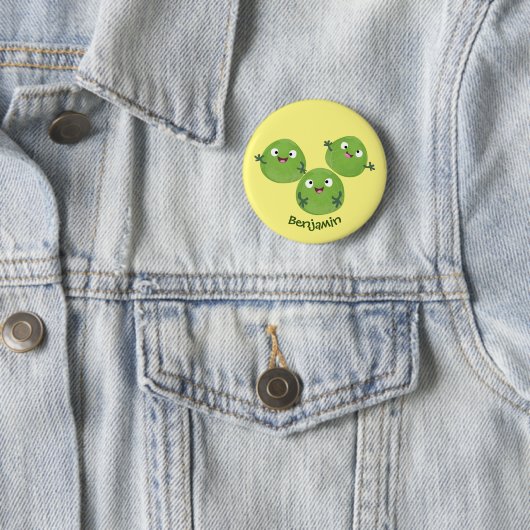 Badge Rond 5 Cm Funny Brussels sprouts légumes caricature (En situation)