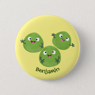 Badge Rond 5 Cm Funny Brussels sprouts légumes caricature