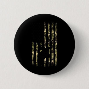 Badge Rond 5 Cm Funny Camouflage Usa Drapeau blanc Buck Deer Hunt