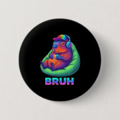 Badge Rond 5 Cm Funny Capybara Bruh Video Games Lovers (Devant)