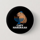 Badge Rond 5 Cm Funny Capybara Happy Hanukkah Chanukah Jewish Men (Devant)